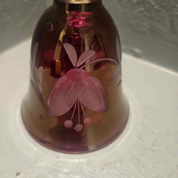 Cranberry Glass Bell Collectible Bell 6" - Picture 3 of 6